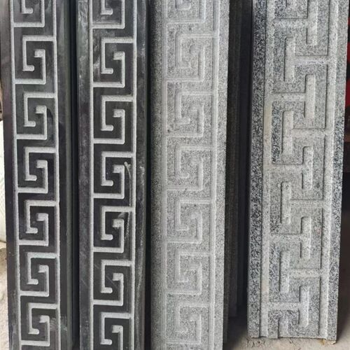 别墅庭院大理石石材云纹花边回形纹万字纹定制地雕边框浮雕腰线