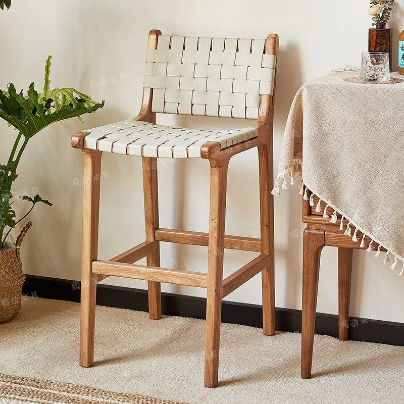 酒吧高脚凳子吧椅高脚实木吧椅藤编装饰民宿家用吧台卡座座椅,住宅家具,家用高脚椅,淘宝优惠券,粉丝福利购,淘宝优惠卷
