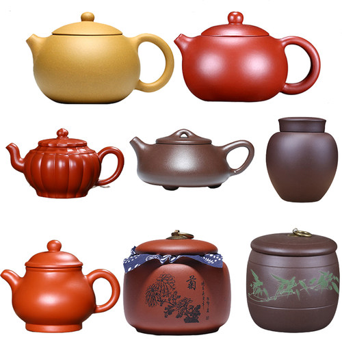 样板房茶室中式博古架紫砂茶壶茶宠小茶壶功夫茶具紫砂茶叶罐摆件