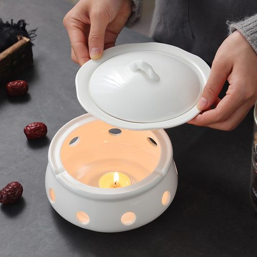 陶瓷圆孔钵型炉座蜡烛燃料保温加热汤汁燕翅炉座套装餐厅一位炉座