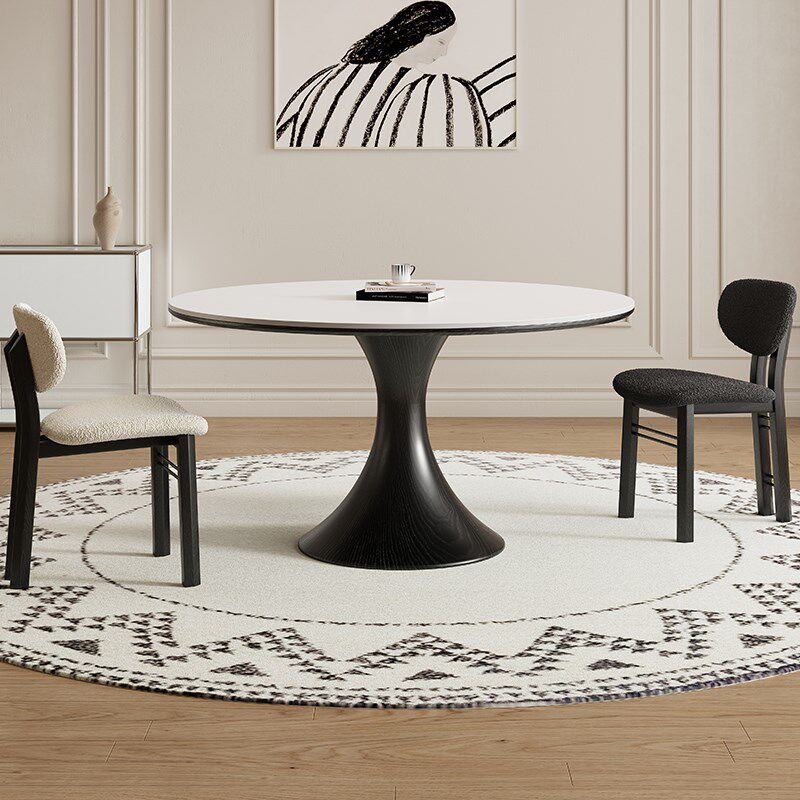 德利丰实木岩板餐桌家用小户型黑色圆形法式奶油中古风高端圆桌子,住宅家具,岩板餐桌,淘宝优惠券,粉丝福利购,淘宝优惠卷