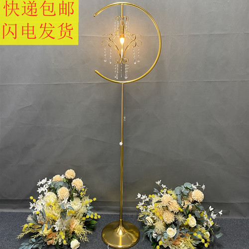 婚庆路引灯铁艺电镀可升降法式宫灯婚礼道具舞台布置中式权杖路引