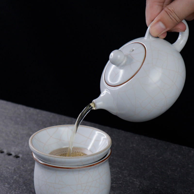 开片可养月白汝窑西施壶陶瓷冰裂釉功夫茶具泡茶壶大号泡茶壶单壶