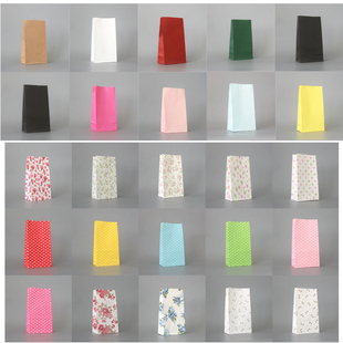 超多尺寸出口空白纯色无提手方底小纸袋平口袋无绳折口纸袋子定制