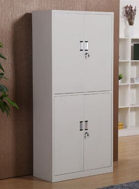 双层铁皮柜通双节文件柜资料柜封闭档案柜上下两层柜半截门整理柜
