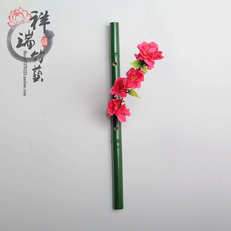 竹笛花插壁挂式仿古中式花器创意竹筒花入花架墙面装饰送无痕钉