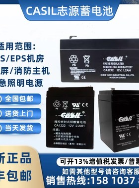 志源CASIL蓄电池CA1212 12V1.2AH2.2A阿兰德防火卷帘门控制箱应急