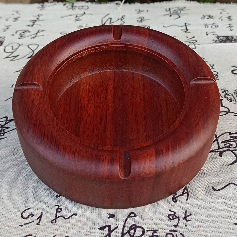 实木灰缸红木烟灰缸明清古典家用客厅防摔姻灰缸茶台摆件焑灰缸