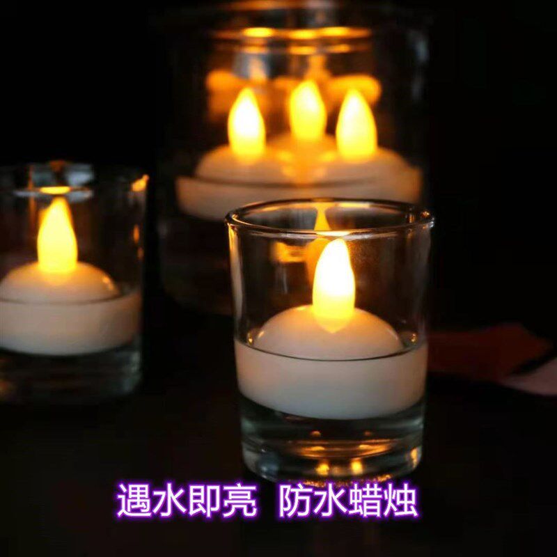 浮水蜡烛河灯防水LED灯水上装饰灯节日气氛装饰布置浪漫泡澡创意