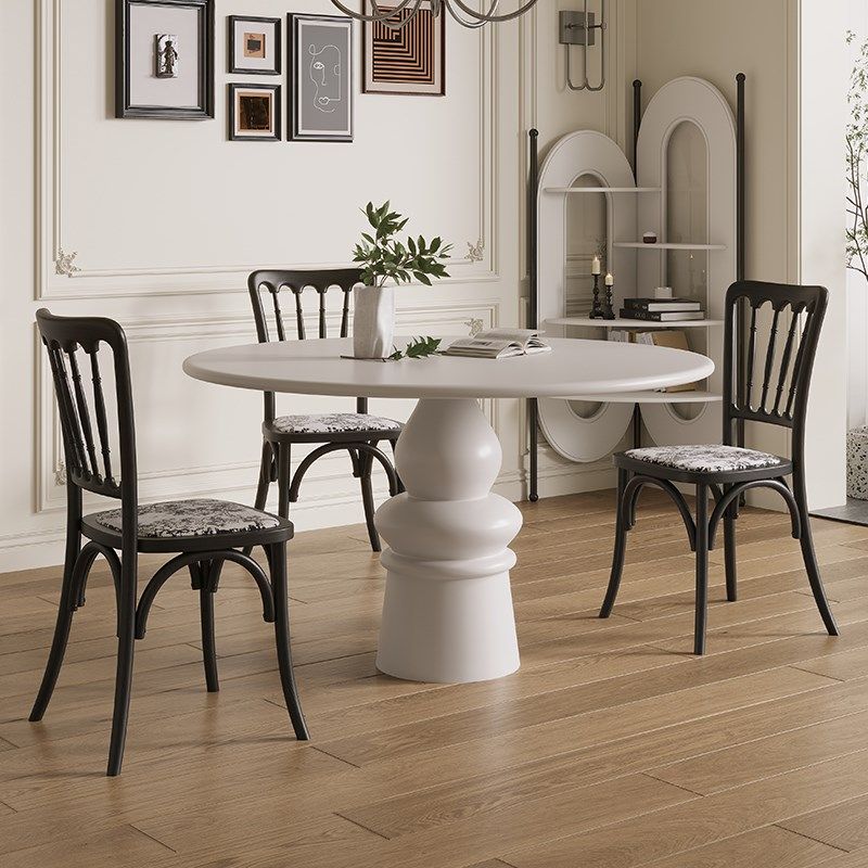 法式复古实木圆形餐桌椅组合设计师创意家用小户型奶油风实木圆桌,住宅家具,实木餐桌,淘宝优惠券,粉丝福利购,淘宝优惠卷