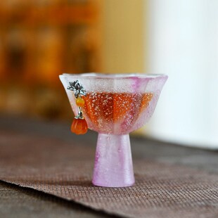 古风琉璃杯虞美人手工古法中式个性主人杯单杯功夫茶喝茶杯盏高端