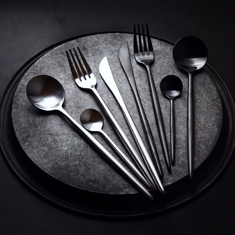 陶柔全黑刀叉不锈钢牛排刀叉勺长柄咖啡勺水果勺雪糕勺子西餐餐厅,餐饮具,叉/勺/筷套装,淘宝优惠券,粉丝福利购,淘宝优惠卷