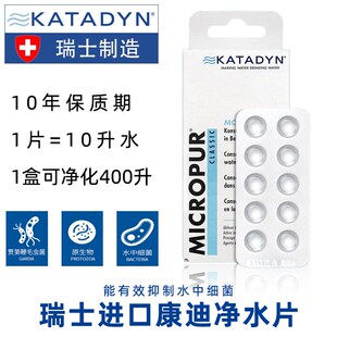 瑞士katadyn康迪10年有效灾害家庭应急储备饮消毒灭菌净水片10粒