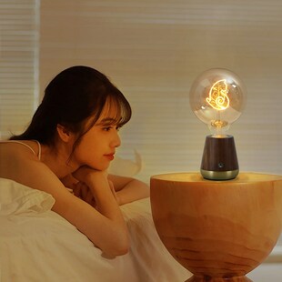木座钨丝台灯复古胡桃木氛围小夜灯卧室床头磁吸充电装饰台灯