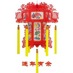 纸雕彩灯藁城宫灯之连年有余中号(40cm)外事商务礼品灯笼