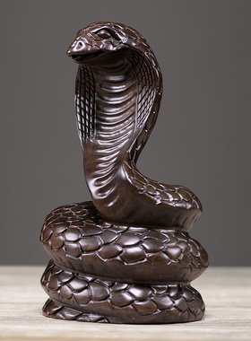 黑檀木雕蛇摆件客厅玄关红木装饰品实木十二生肖蛇动物雕刻工艺品
