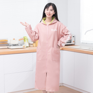 工作服过膝加长款 时尚 大褂 防水加厚加绒罩衣女大人中长款 围裙冬季