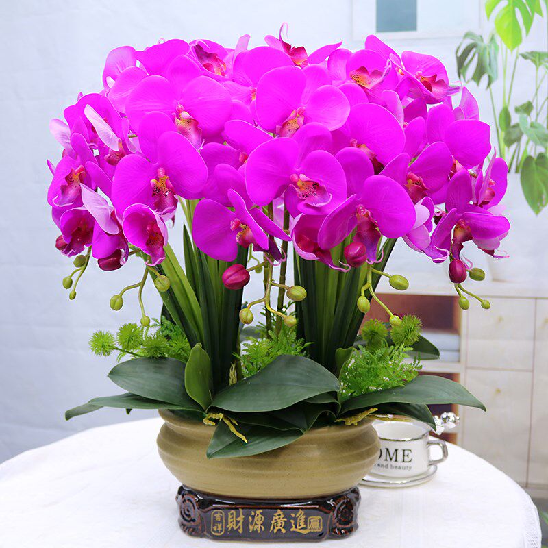 特大号蝴蝶兰高档手感pu仿真花客厅装饰花电视柜玄关摆件店铺假花