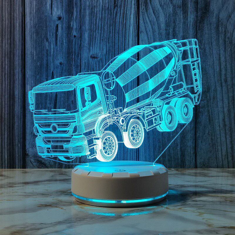 创意搅拌车3d小夜灯七彩卧室氛围灯插电触控床头灯儿童房装饰台灯
