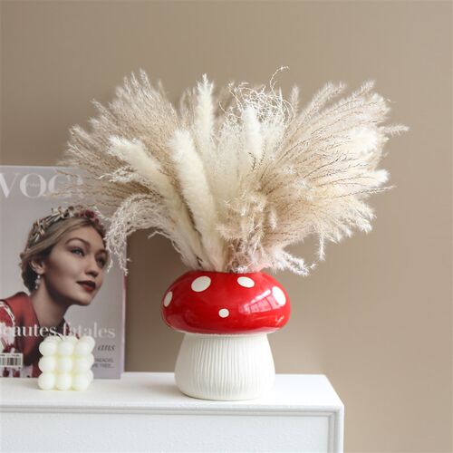 创意蘑菇水养鲜花瓶摆件客厅陶瓷插干花器餐桌玄关民宿房间装饰品