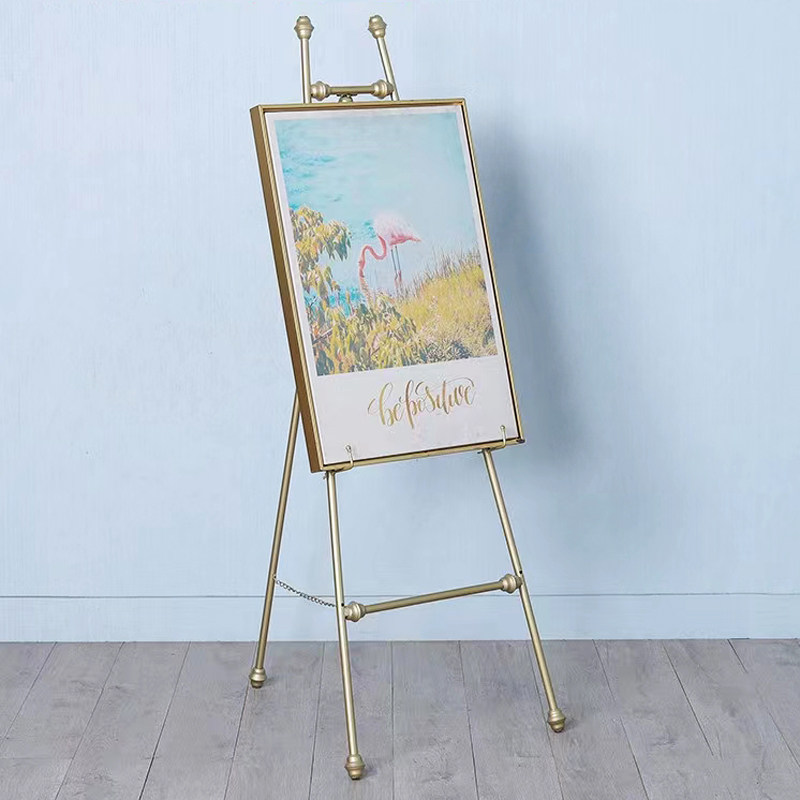 高档铁艺高端展示架迎宾海报架婚庆相框KT板展架水牌落地广告立牌