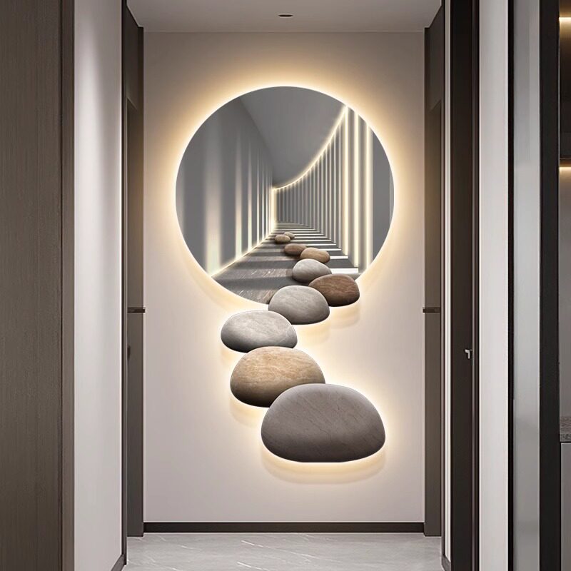 石来运转LED带灯玄关装饰画进门生财入户正对门壁灯楼梯拐角壁灯