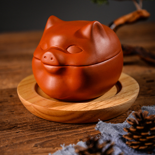 紫砂猪脑餐具烤脑花容器猪器皿位上猪盅加竹碟可明火碳烤加热餐具