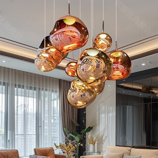 loft复式楼梯别墅熔岩吊灯挑空客厅设计师公寓餐厅吧台长吊线灯