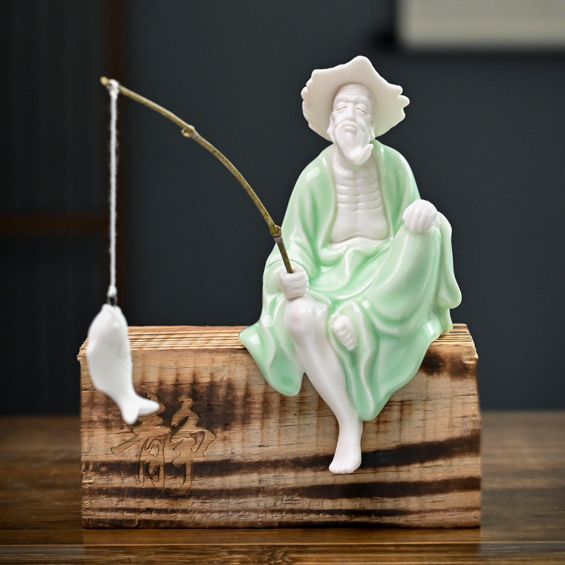 陶瓷姜太公钓鱼摆件人物钓鱼翁假山鱼缸流水器盆景造景微景观配件,家居饰品,装饰摆件,淘宝优惠券,粉丝福利购,淘宝优惠卷