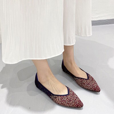 2023 Slip On Knitted Loafers Women Breathable Moccasin Mesh