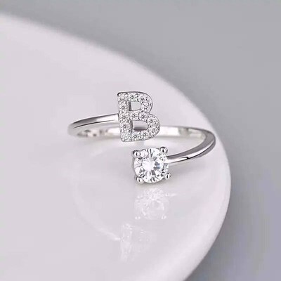 26 English Letter Open Finger Rings A-Z Initials Name Alphab