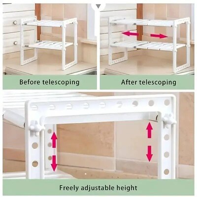 Cabinet Organizer Shelves, Stackable Kitchen Counter Shelves