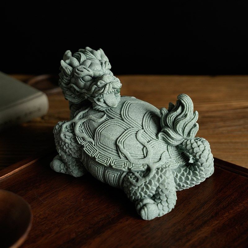 中式招财龙龟鱼缸沉底造景装饰品创意青砂石书房桌面瑞兽玄武摆件,家居饰品,装饰摆件,淘宝优惠券,粉丝福利购,淘宝优惠卷
