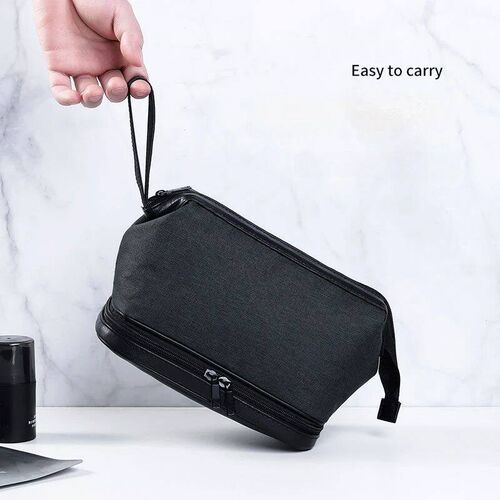 Toiletry Bag for Men Cosmetic Bag Double Layer with Zipper S