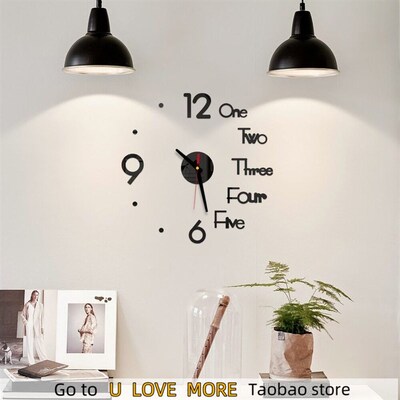 1Set DIY Digital Wall Clock 3D Mirror Surface Sticker Silent