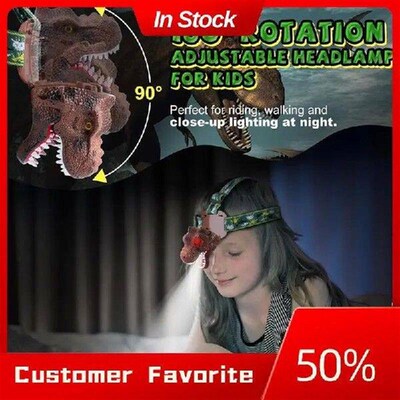 AT03 Top Dinosaur Headlamp Kids Flashlight Rechargeable LED