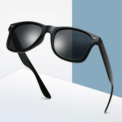 Classic Square Polarized Sunglasses Men Women Retro Black Su