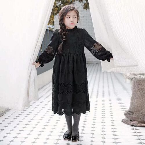 Girls Dress Autumn New Childrens Wear Chiffon Embroidered