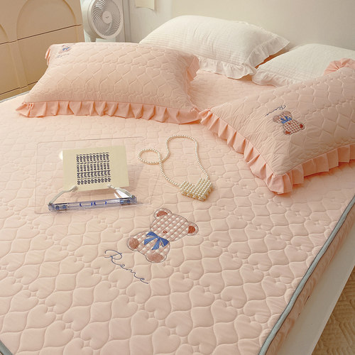 床笠款夏季乳胶凉席三件可机洗空调席子可折叠家用夏天冰丝软席