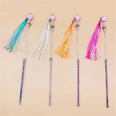 Cat Toy Feather Cats Colorful Ringing Paper Stick Hairball