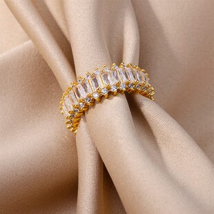 Cubic Zircon Ring Fashion Women Color for Open Gold