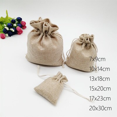 10pcs Jute Bags Gift Drawstring Pouch Gift Box Packaging Bag