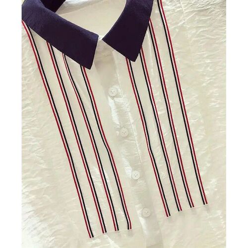 Summer Women Shirt Loose Casual Short Sleeve Peter Pan Colla