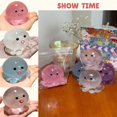 Crystal Squishy Octopus Squeeze Toys Cute Clear Soft Sticky