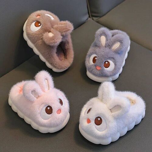 2024 New Cute Rabbit Childrens Cartoon Winter Slippers Comf
