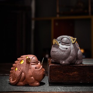 吞金兽茶几桌面摆件创意手工客厅办公室玄关家居装饰精品紫砂茶宠