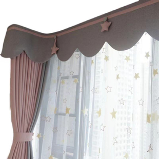 新款 纯色拼接飘窗窗帘加厚棉麻卧室落地现代布料客厅阳台遮光短帘