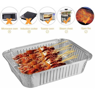 30pcs 570ml Disposable BBQ Drip Pan Tray Aluminum Foil Tin
