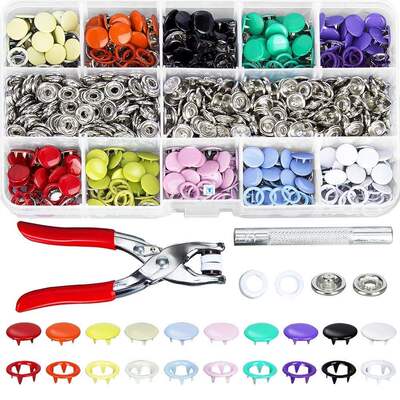 200pcs 9.5mm 10 Colors Metal Prong Snap Button Grommets Fast