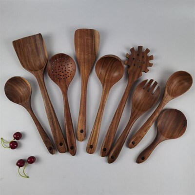 Teak spatula Solid wood small rice spoon soup slotted spoon